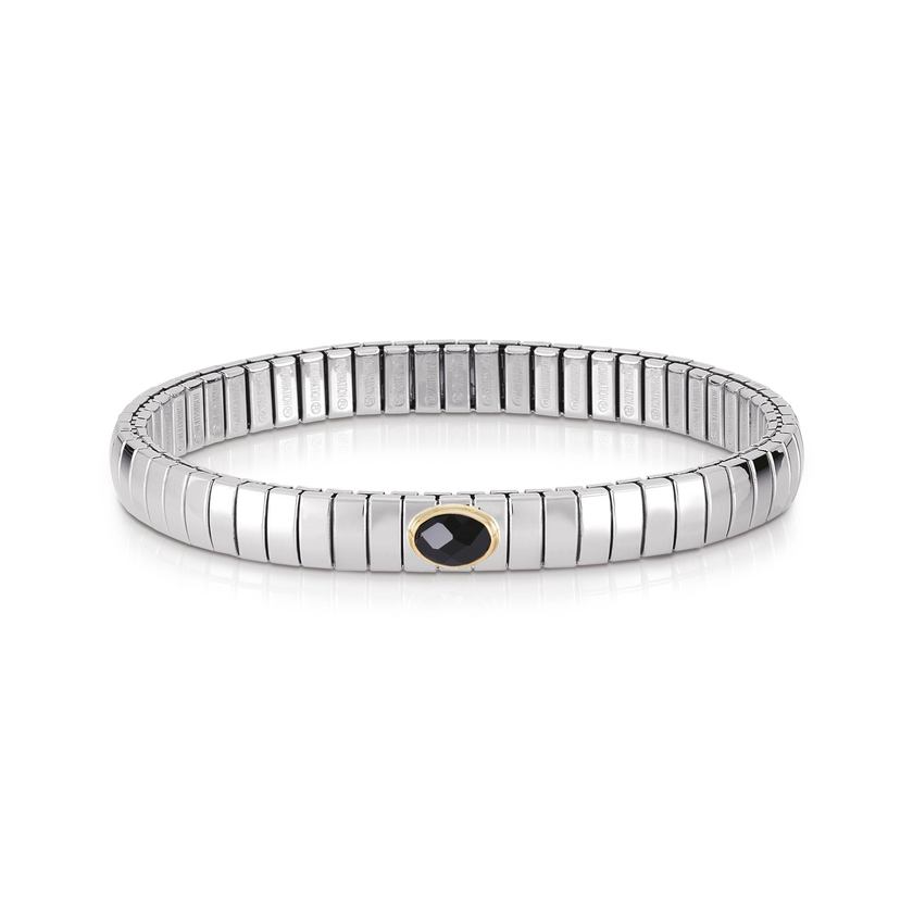 Nomination Armbaender XTE SMALL Edelstahl, 18-K-Gold u, 1 facettierten Zirkon (011_Schwarz)