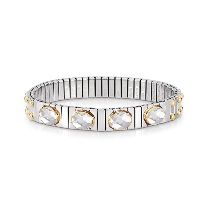 Nomination Armbander XTE MEDIUM Edelstahl und 18K-Gold  Zirkone FACETTIERT (010_WEISS)