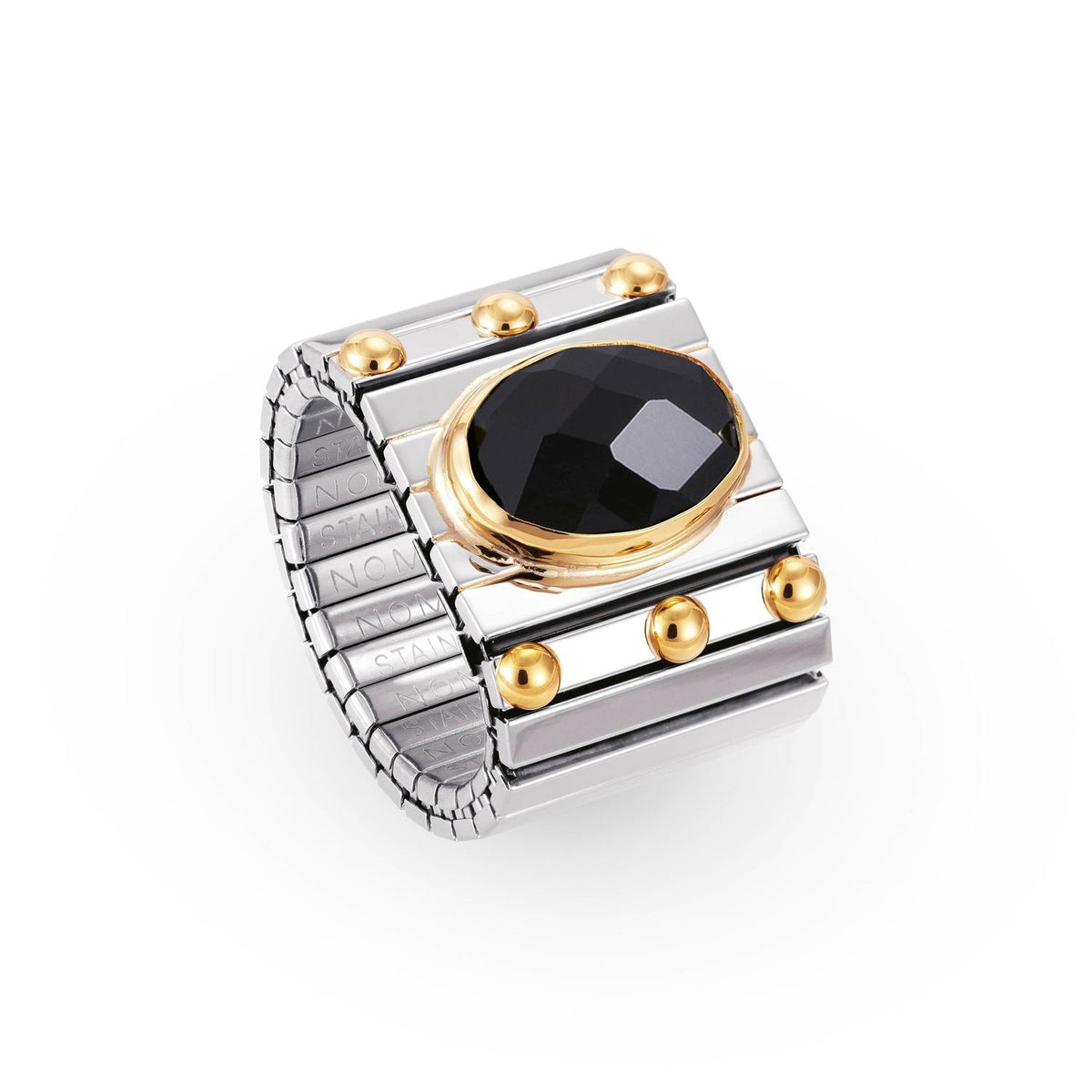 Nomination Ringe XTE EXTRA LARGE Edelstahl, 18K-Gold und FACETT, Zirkon (011_Schwarz)