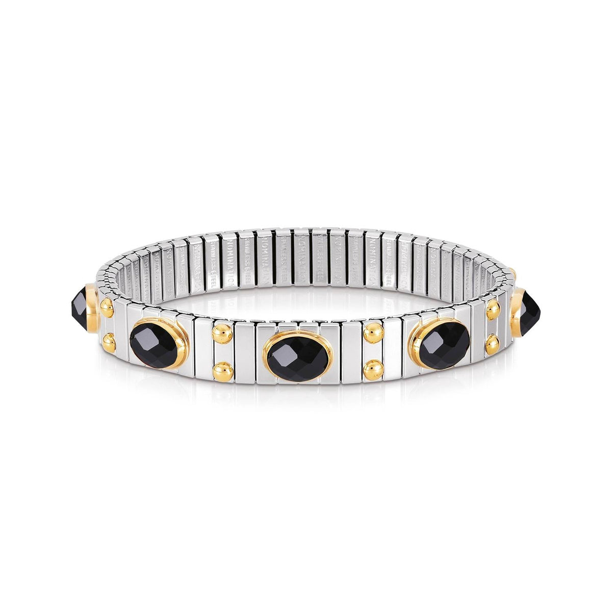 Nomination Armbander XTE MEDIUM Edelstahl und 18K-Gold  Zirkone FACETTIERT (011_Schwarz)