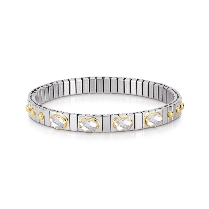 Nomination Armbander XTE SMALL Edelstahl und 18K-Gold  Zirkone FACETTIERT (010_WEISS)