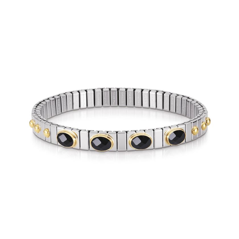 Nomination Armbander XTE SMALL Edelstahl und 18K-Gold  Zirkone FACETTIERT (011_Schwarz)