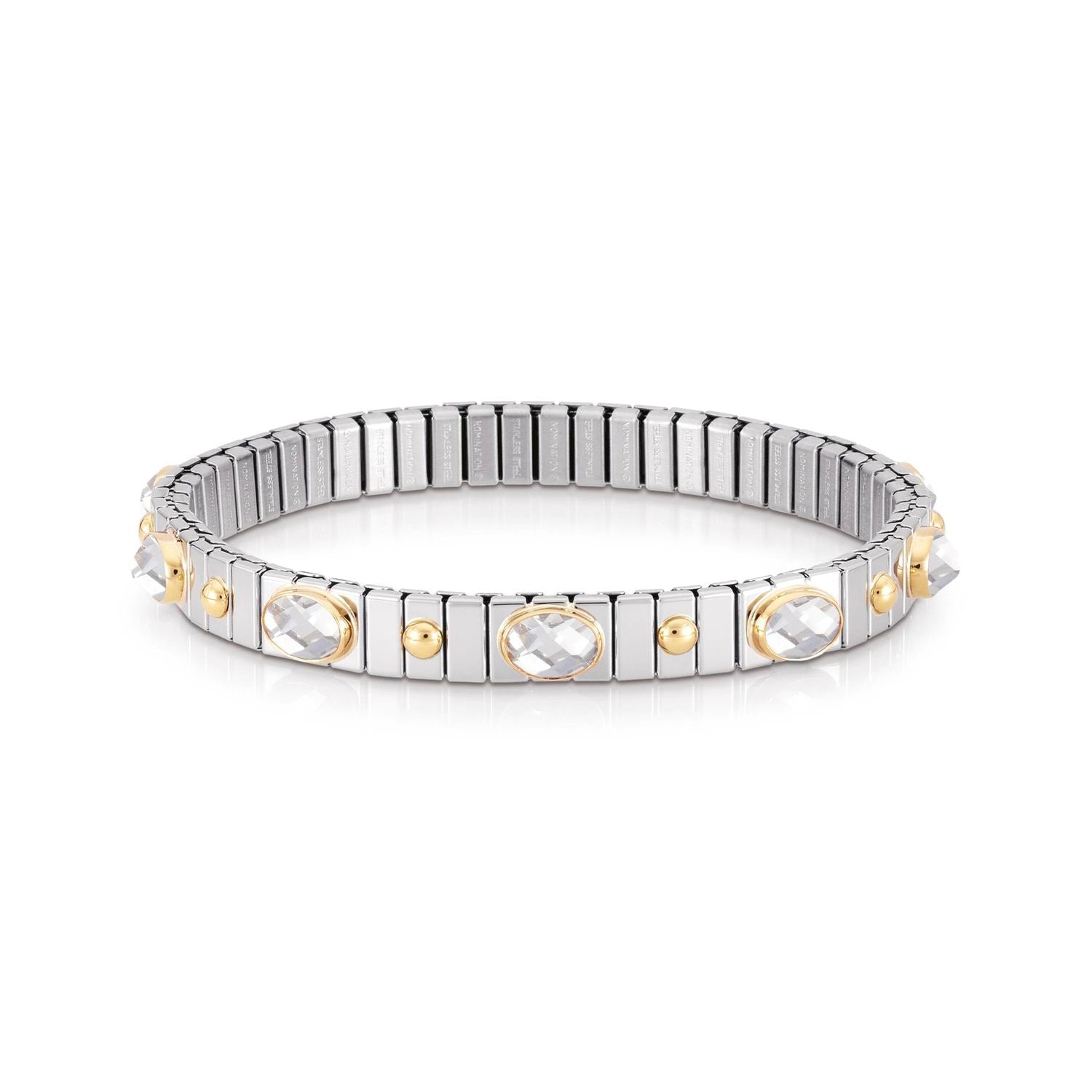 Nomination Armbander XTE SMALL Edelstahl und 18K-Gold  Zirkone FACETTIERT (010_WEISS)