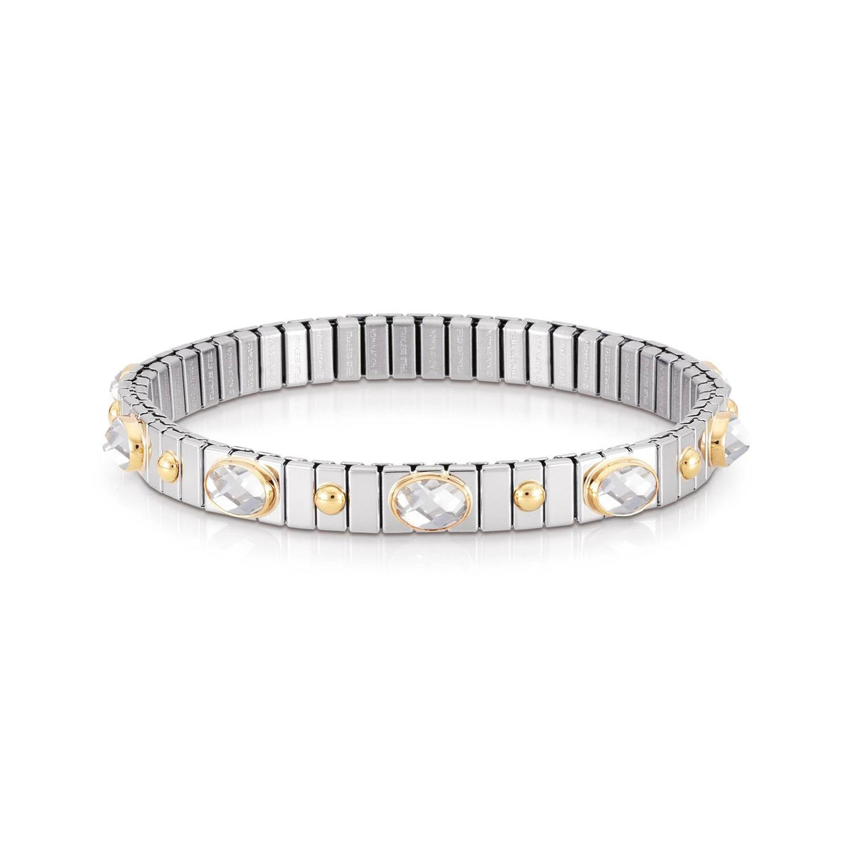 Nomination Armbander XTE SMALL Edelstahl und 18K-Gold  Zirkone FACETTIERT (010_WEISS)