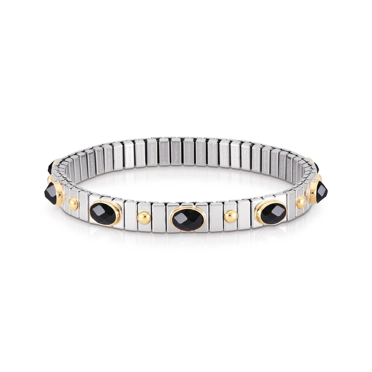 Nomination Armbander XTE SMALL Edelstahl und 18K-Gold  Zirkone FACETTIERT (011_Schwarz)