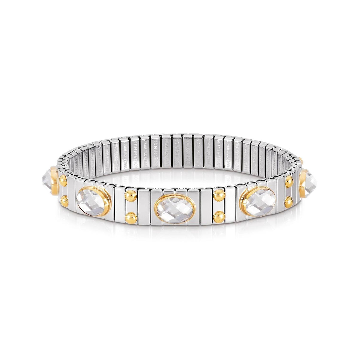 Nomination Armbander XTE MEDIUM Edelstahl und 18K-Gold  Zirkone FACETTIERT (010_WEISS)