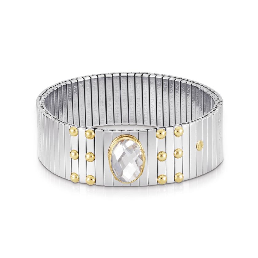Nomination Armbander XTE EXTRA LARGE Edelst,, 18K-Gold  Zirkone FACETTIERT (010_WEISS)