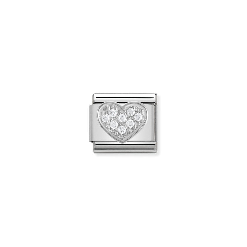 Nomination COMPOSABLE CLASSIC SYMBOLE Element aus Edelstahl, mit 925er Silber und Cubic Zirkonia verziert (01_Herz)