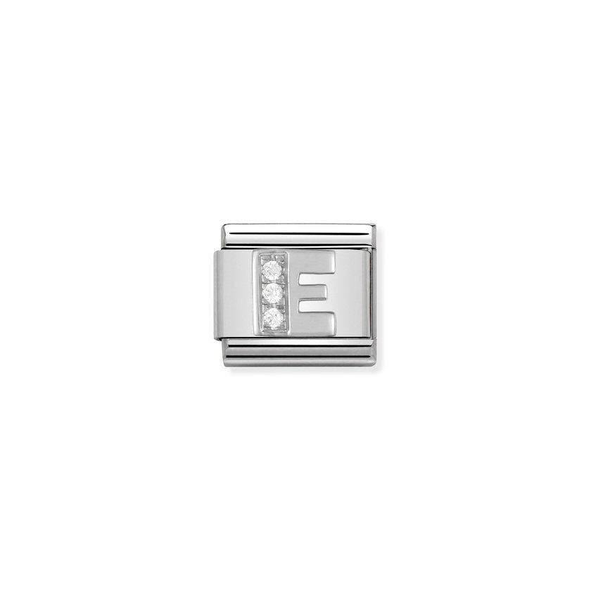 Nomination Composable Classic BUCHSTABEN Edelstahl, Cubic Zirkon und Silber 925 (05_E)