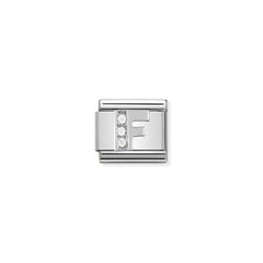 Nomination Composable Classic BUCHSTABEN Edelstahl, Cubic Zirkon und Silber 925 (06_F)