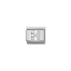 Nomination Composable Classic BUCHSTABEN Edelstahl, Cubic Zirkon und Silber 925 (08_H)