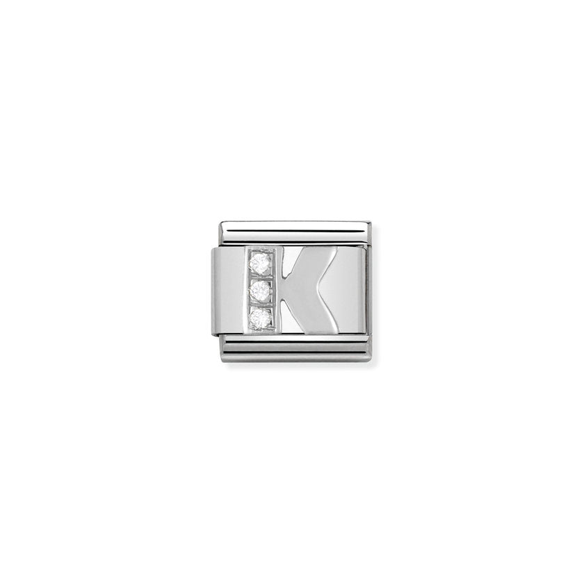 Nomination Composable Classic BUCHSTABEN Edelstahl, Cubic Zirkon und Silber 925 (11_K)