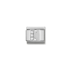 Nomination Composable Classic BUCHSTABEN Edelstahl, Cubic Zirkon und Silber 925 (14_N)