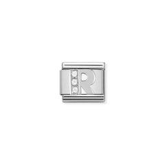Nomination Composable Classic BUCHSTABEN Edelstahl, Cubic Zirkon und Silber 925 (18_R)