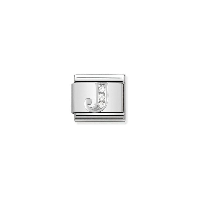 Nomination Composable Classic BUCHSTABEN Edelstahl, Cubic Zirkon und Silber 925 (10_J)