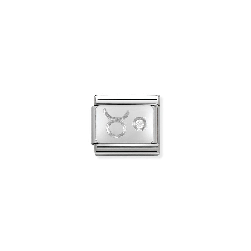 Nomination Composable Classic STERNZEICHEN Edelstahl, Cubic Zirkon und Silber 925 (02_Stier)