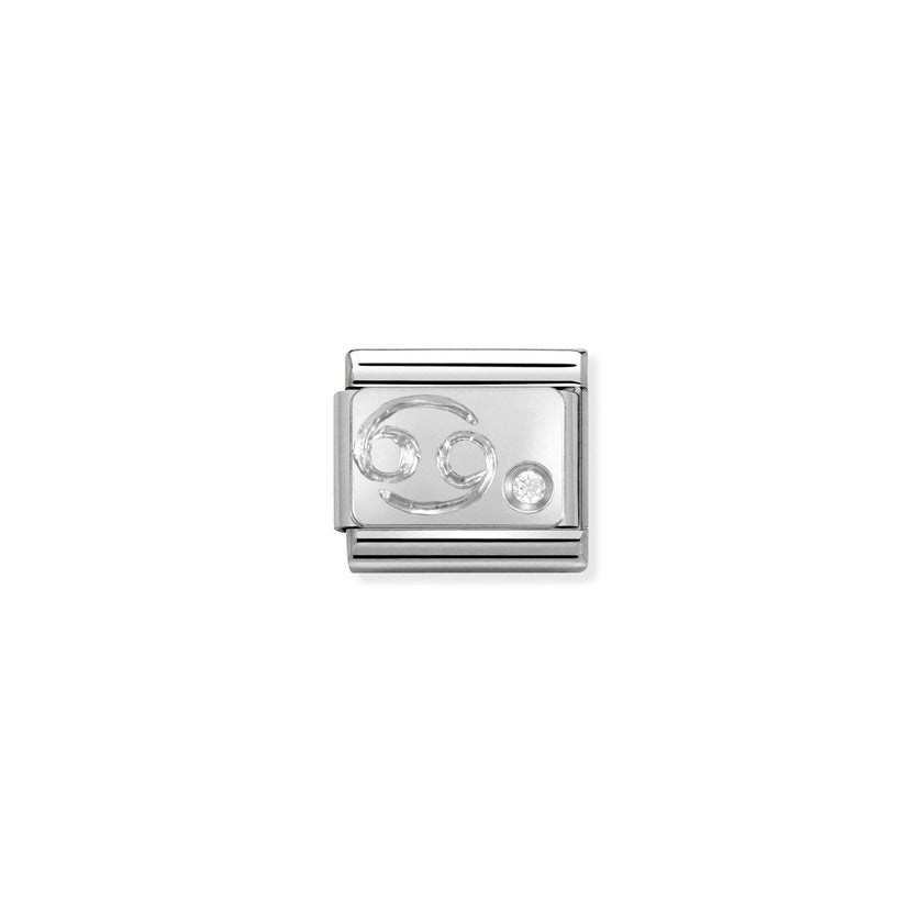 Nomination Composable Classic STERNZEICHEN Edelstahl, Cubic Zirkon und Silber 925 (04_Krebs)