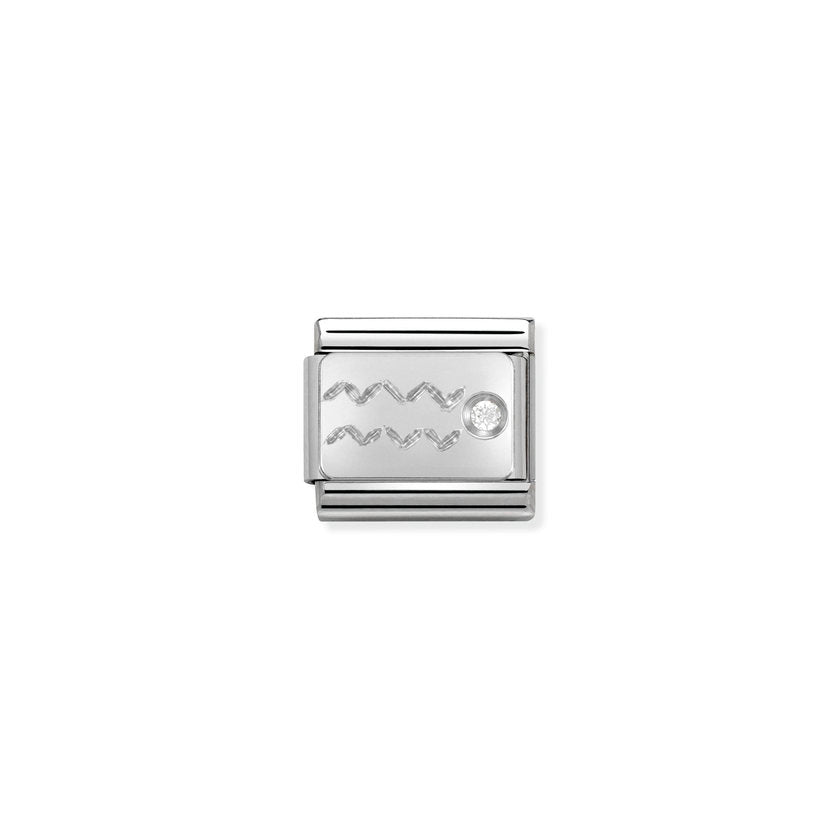 Nomination Composable Classic STERNZEICHEN Edelstahl, Cubic Zirkon und Silber 925 (11_Wassermann)