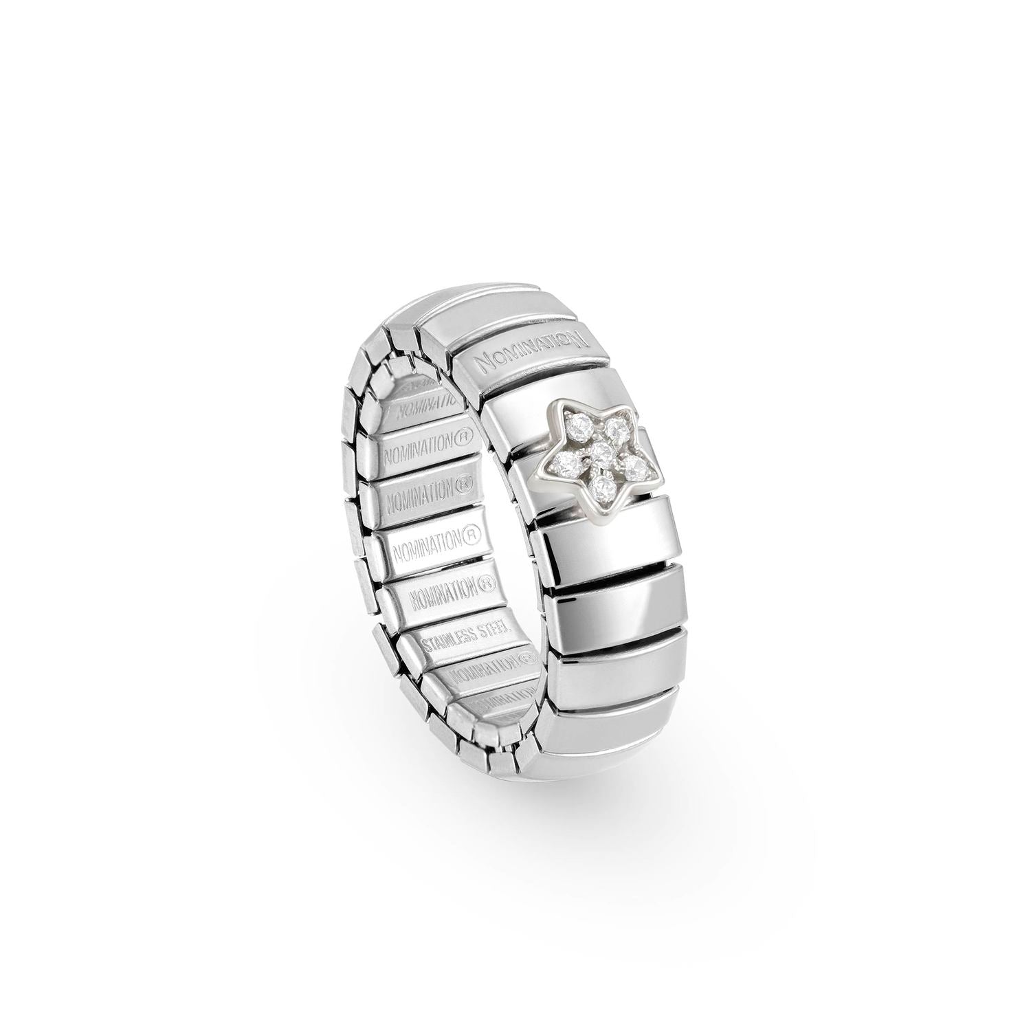 Nomination XTE Ringe aus Stahl, Silber 925 mit kubisch Zirkon (009_Stern)