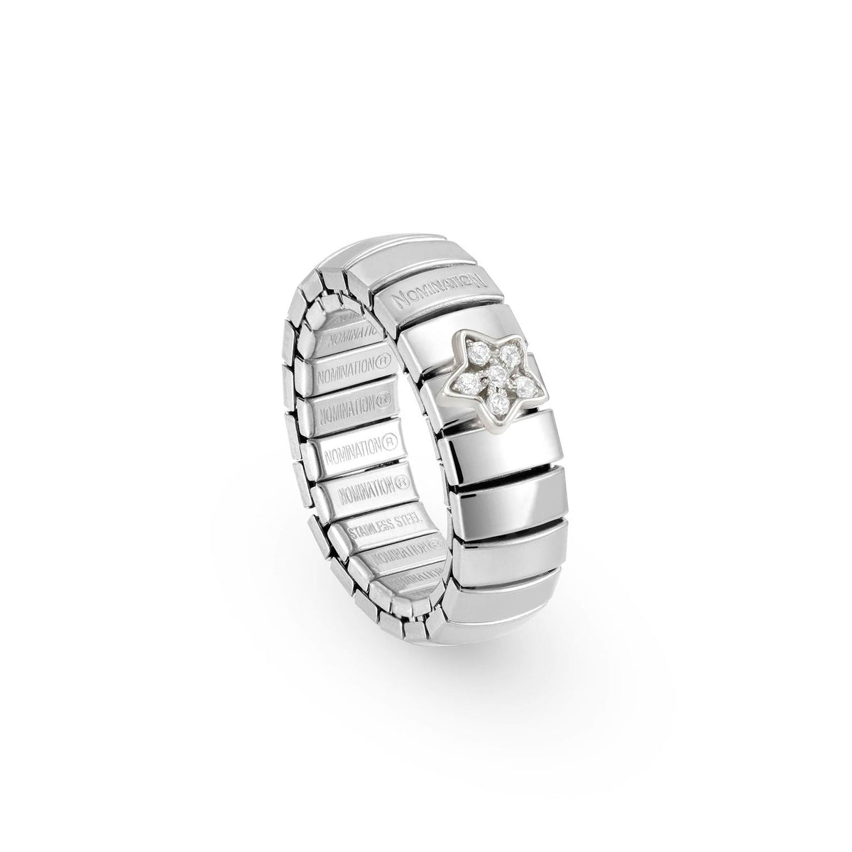 Nomination XTE Ringe aus Stahl, Silber 925 mit kubisch Zirkon (009_Stern)
