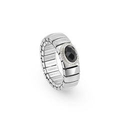 Nomination XTE Ring aus Stahl, Silber 925 und Stein FACETTIERT (GDR) (011_Schwarz)
