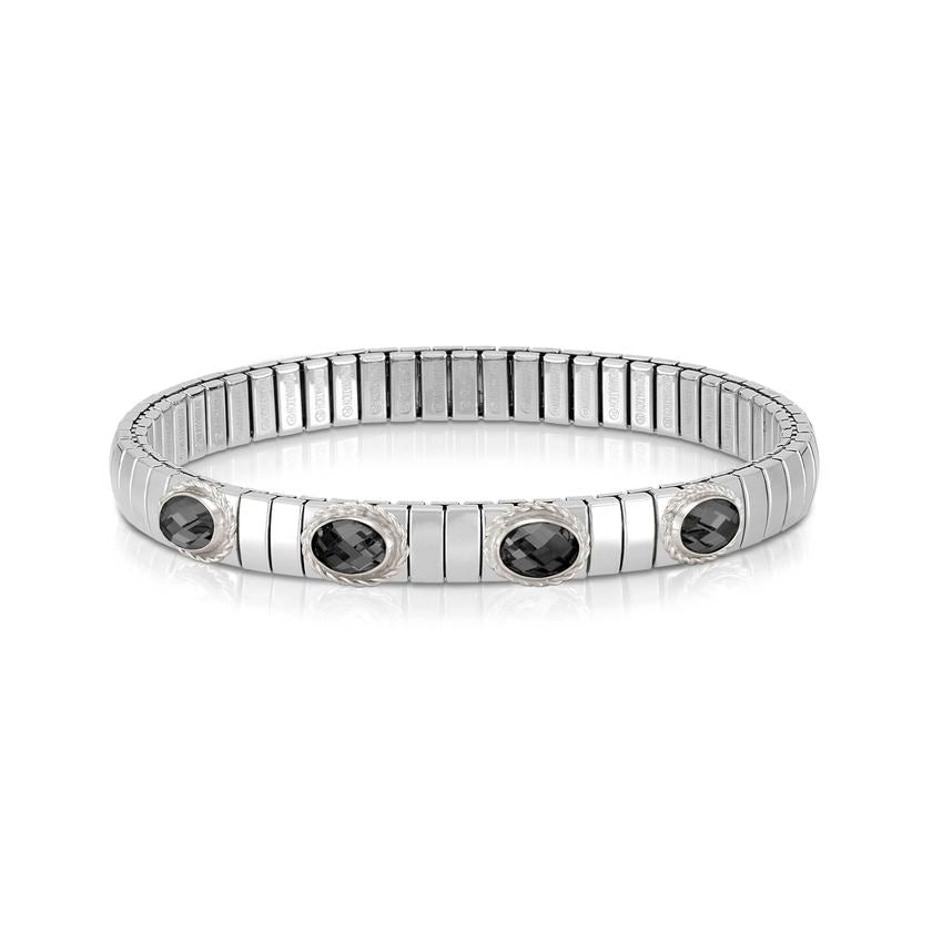 Nomination XTE Armband aus Stahl, Silber 925 und 4 Steine FACETTIERT (GDR) (011_Schwarz)