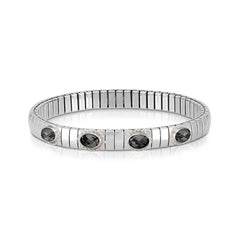 Nomination XTE Armband aus Stahl, Silber 925 und 4 Steine FACETTIERT (GDR) (011_Schwarz)