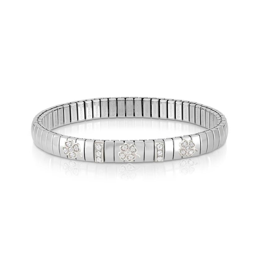 Nomination XTE Armbande aus Stahl, Silber 925 und kubisch Zirkon (WERTVOLL) (005_Glucksklee)