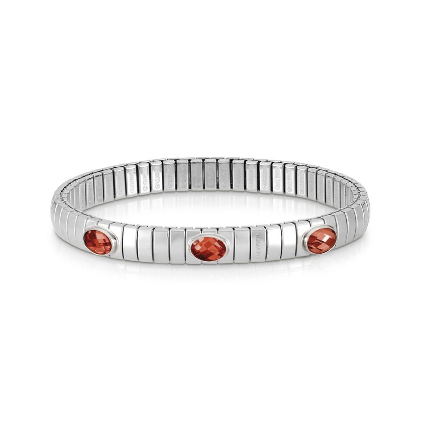 Nomination XTE Armband aus Stahl, Silber 925 und 3 Steine FACETTIERT (005_ROT)