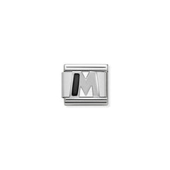 Nomination COMPOSABLE CLASSIC BUCHSTABEN Schwarz, Edelstahl, Email und Silber 925 (13_M)