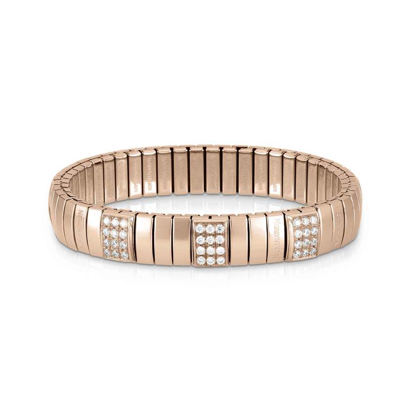 Nomination Bracciali GOLDEN PINK (M) in acciaio, arg, 925, CZ e 3 pave (001_WEISS)
