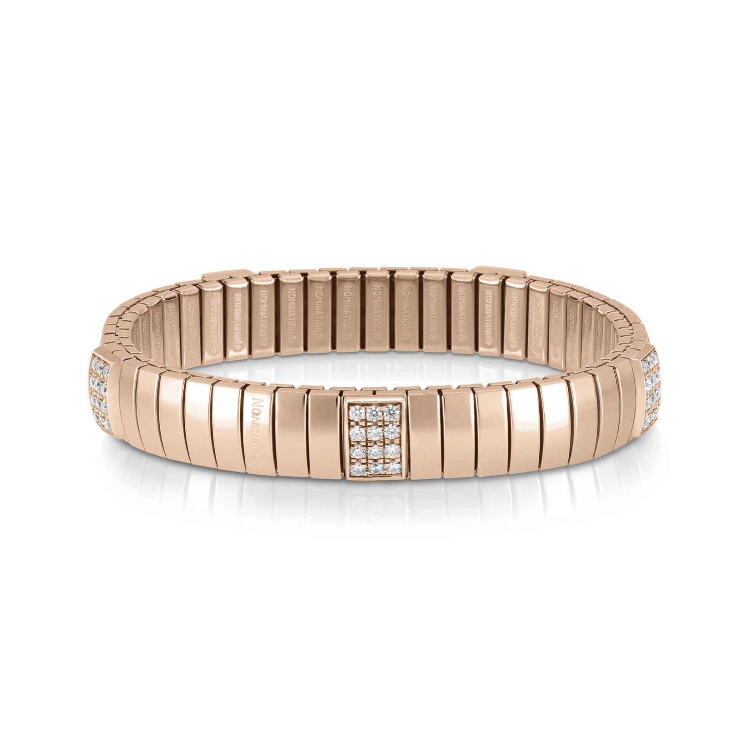 Nomination Bracciali GOLDEN PINK (M) in acciaio, arg, 925, CZ e 5 pave (001_WEISS)