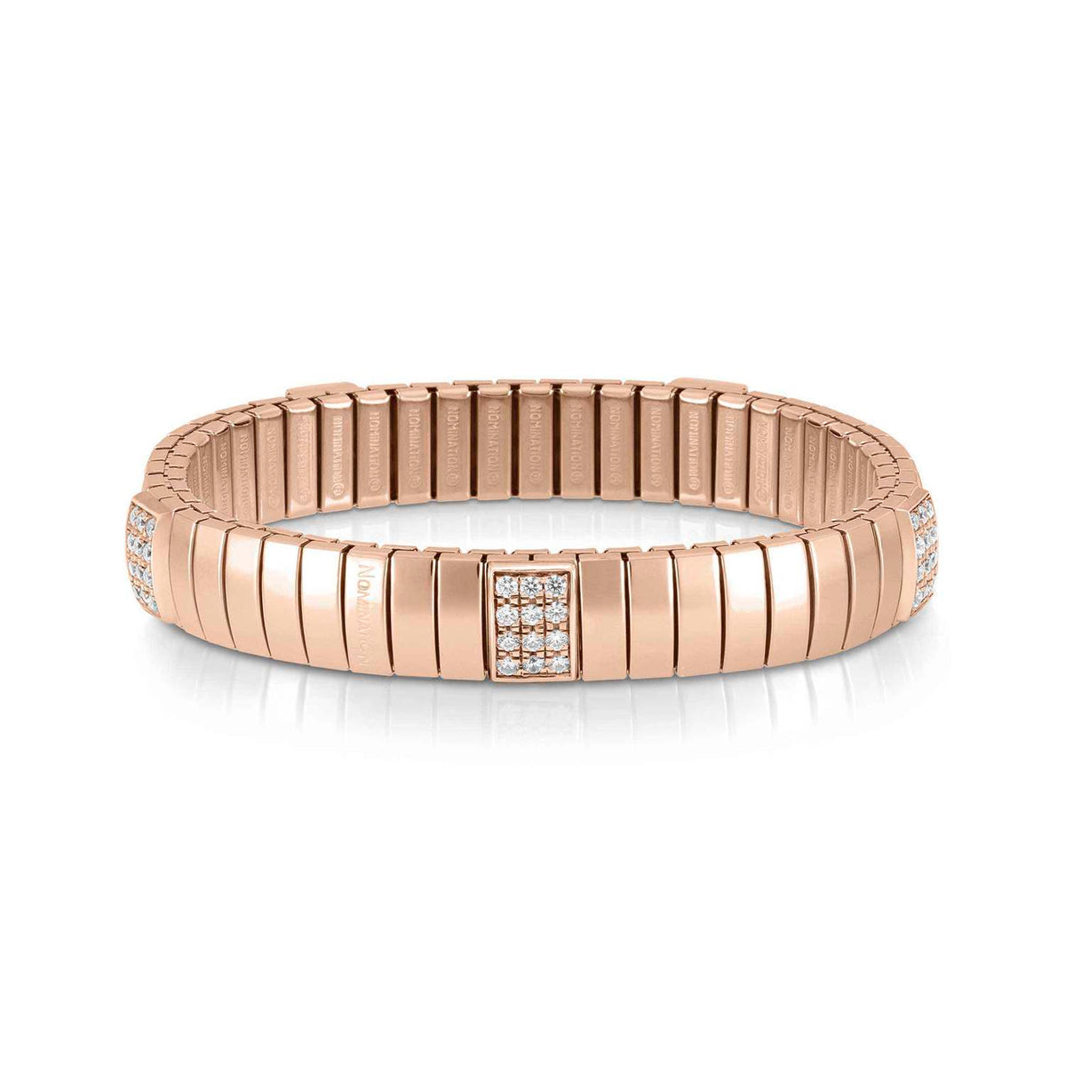 Nomination Bracciali GOLDEN PINK (M) in acciaio, arg, 925, CZ e 5 pave (001_WEISS)
