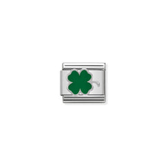 Nomination COMPOSABLE Classic SYMBOLE aus Edelstahl, Email und Silber 925 (12_Gruene Gluecksklee)