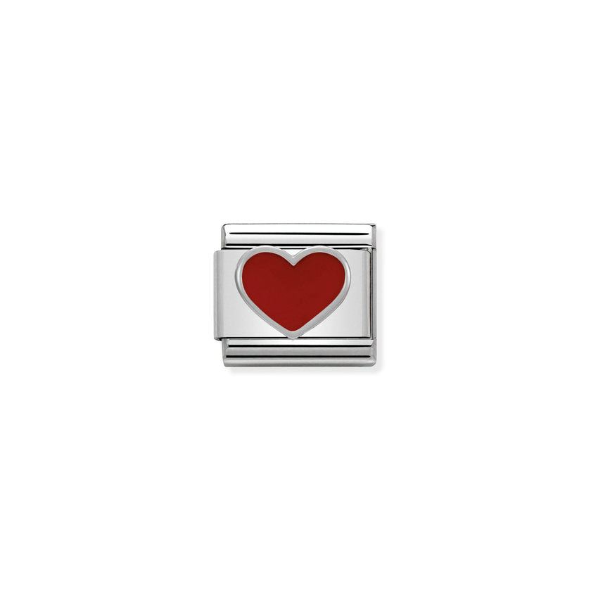Nomination COMPOSABLE Classic SYMBOLE aus Edelstahl, Email und Silber 925 (17_Rote Herz)