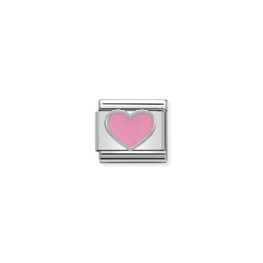 Nomination COMPOSABLE Classic SYMBOLE aus Edelstahl, Email und Silber 925 (18_Rosa Herz)