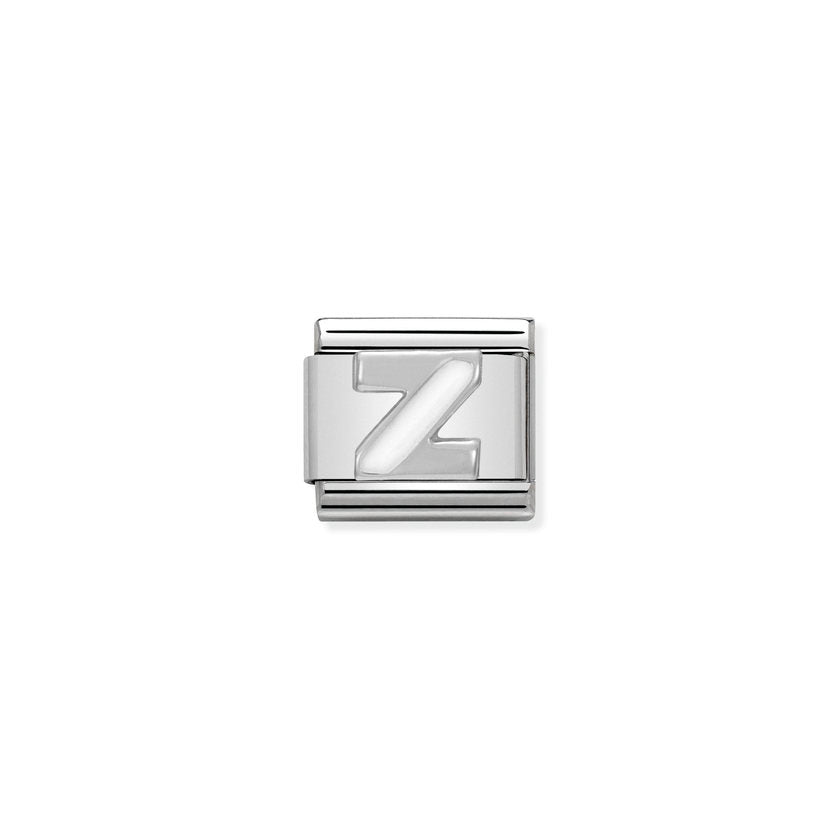 Nomination COMPOSABLE CLASSIC BUCHSTABEN Weiss, Edelstahl, Email und Silber 925 (26_Z)