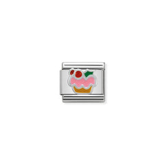 Nomination COMPOSABLE CLASSIC SYMBOLE aus Edelstahl, mit Emaille und 925er Silber verziert, (10_Cup Cake)