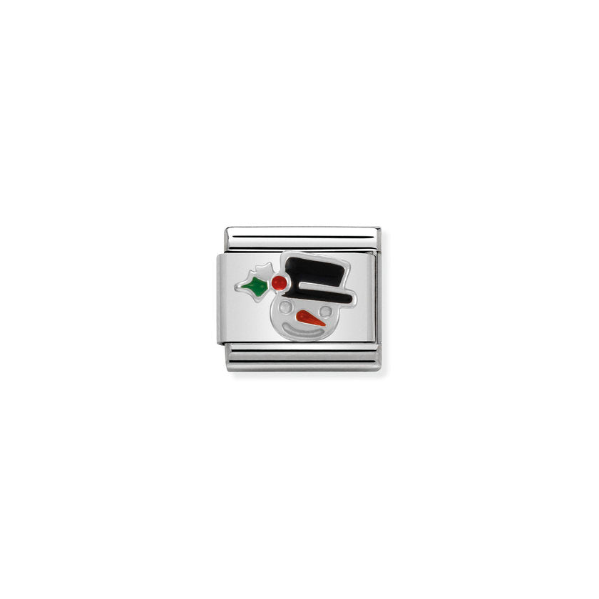 Nomination COMPOSABLE CLASSIC SYMBOLE aus Edelstahl, mit Emaille und 925er Silber verziert, (11_Kopf des Schneemanns)