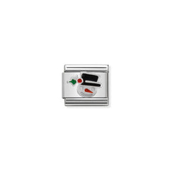 Nomination COMPOSABLE CLASSIC SYMBOLE aus Edelstahl, mit Emaille und 925er Silber verziert, (11_Kopf des Schneemanns)