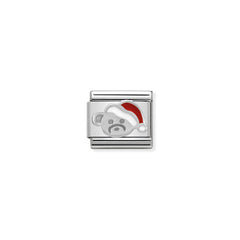 Nomination COMPOSABLE CLASSIC SYMBOLE aus Edelstahl, mit Emaille und 925er Silber verziert, (13_Baer mit Hut)