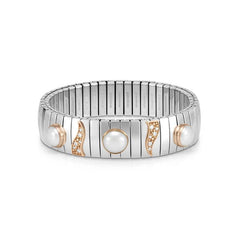 Nomination XTE XL aus Edelstahl, Gold 9k, CZ und Edelsteine (013_Weisse Perle)