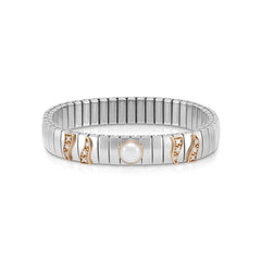Nomination XTE MEDIUM Armband aus Edelstahl, Gold 9k, CZ und Edelsteine (013_Weisse Perle)