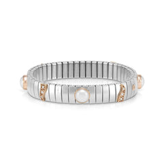 Nomination XTE MEDIUM Armband aus Edelstahl, Gold 9k, CZ und Edelsteine (013_Weisse Perle)