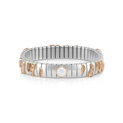 Nomination XTE MEDIUM Armband aus Edelstahl, Gold 9k, CZ und Edelsteine (013_Weisse Perle)
