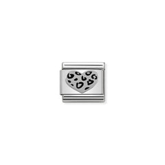 Nomination COMPOSABLE CLASSIC OXIDIERTE SYMBOLE aus Edelstahl, mit 925er Silber verziert, (05_Leopard Herz)