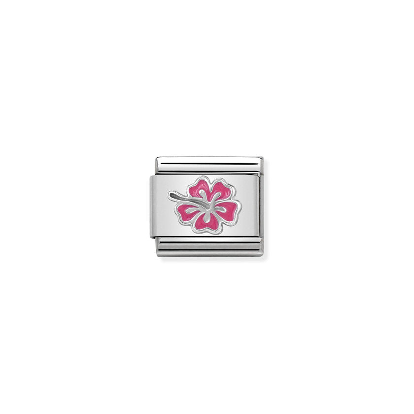 Nomination COMPOSABLE Classic SYMBOLE aus Edelstahl, Email und Silber 925 (24_rose Hibiskus)
