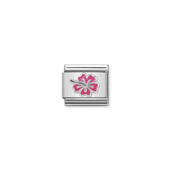 Nomination COMPOSABLE Classic SYMBOLE aus Edelstahl, Email und Silber 925 (24_rose Hibiskus)