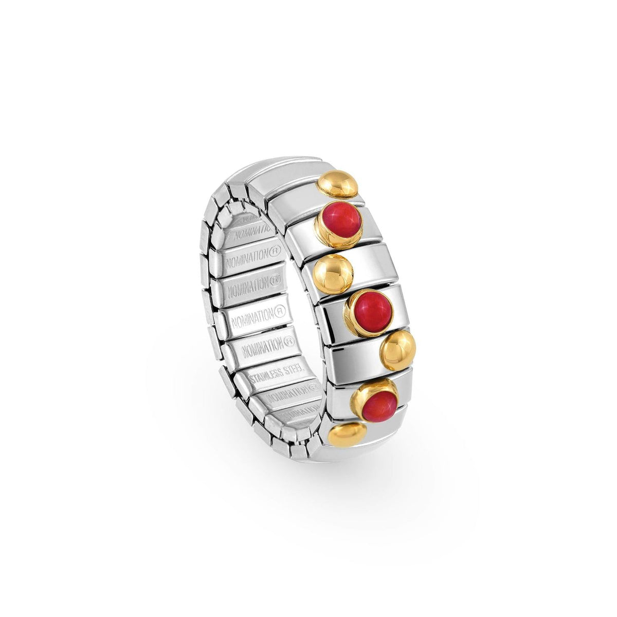 Nomination XTE Ring aus Edelstahl, Gold 18 k und Edelsteine (005_KORALLE)