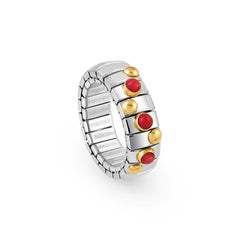 Nomination XTE Ring aus Edelstahl, Gold 18 k und Edelsteine (005_KORALLE)